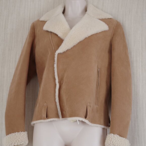 Golden Goose venezia Shearling Cropped  Savannah Brown  Women Jacket Size:S - Picture 3 of 14